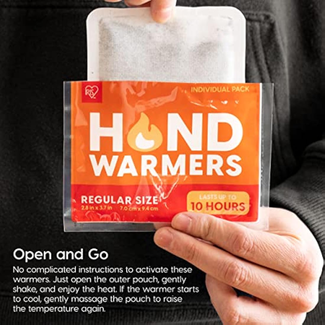 IRIS USA Hand Warmers – Large, 60 Individual Warmers, Long-Lasting Up to 18 Hours for Warm and hot Hands - On The Go, Disposable, 4-Year-Lasting Handwarmers for Hands and Feet, Winter Essentials