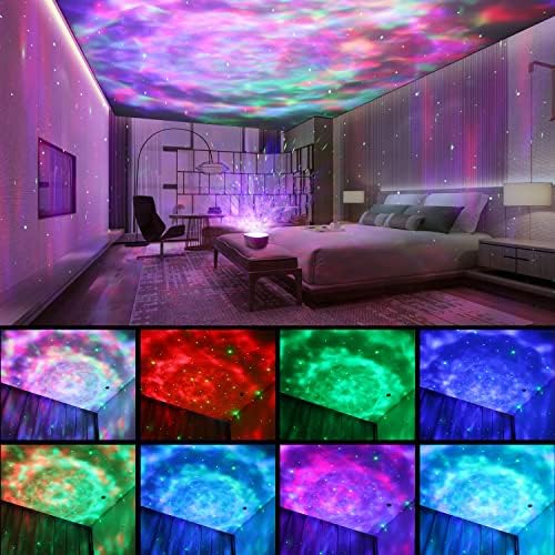Bozhihong Galaxy Projector, Star Projector Night Light with Remote Control/Timer Function/Built-in Music, LED Projector Light with 8 Lighting Modes for Kids Adults Bedroom/Party/Gift (White)