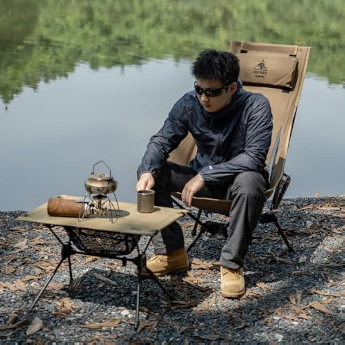 OneTigris Tigerblade High Back Camping Chair with Pillow Design, Comfortable Widened Seat Folding Chair