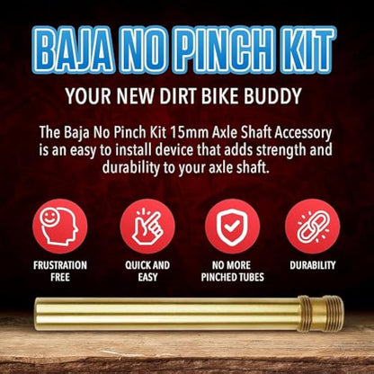 BAJA NO PINCH 17mm Axle Shaft Accessory Kit | Fits 17mm & 19mm Axles | Dirt Bike Tool Kit & Motorcycle Tyre Changer | Tyre Monkey Lever, Enduro Wheel Changing, Dirt Bike Accessories | Gold