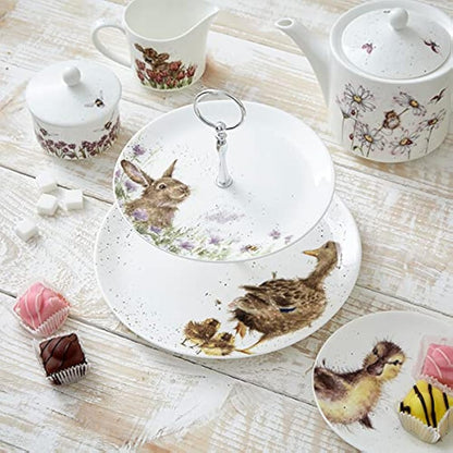 Portmeirion Home & Gifts Wrendale 2 Tiered Cake Stand, Multicolour (WN4375-XG)