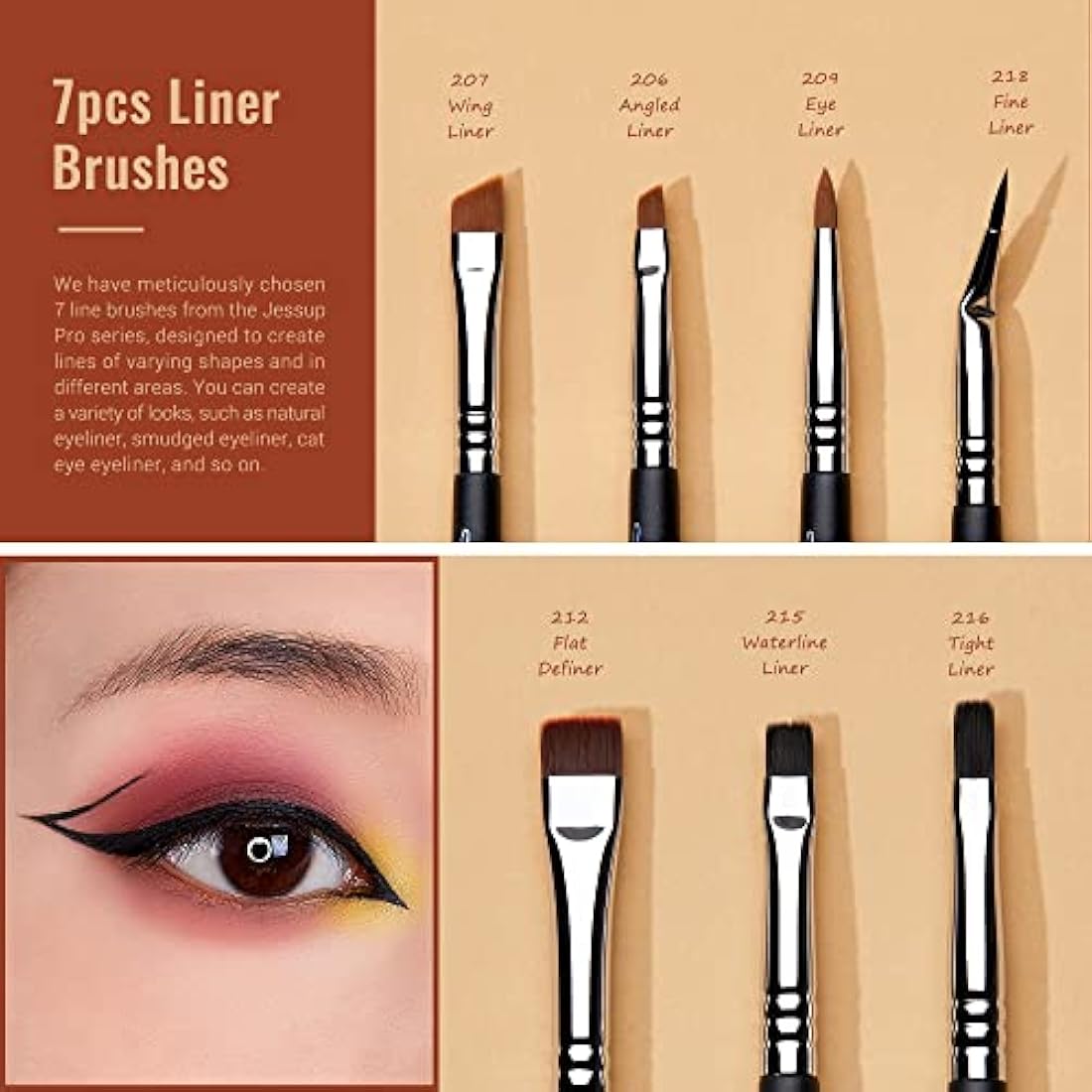 Jessup Eye Makeup Brushes Set Professional 28pcs Premium Synthetic Make up Brushes for Eyeshadow Eyeliner Eyebrow Blending, Black T341
