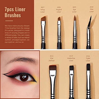 Jessup Eye Makeup Brushes Set Professional 28pcs Premium Synthetic Make up Brushes for Eyeshadow Eyeliner Eyebrow Blending, Black T341