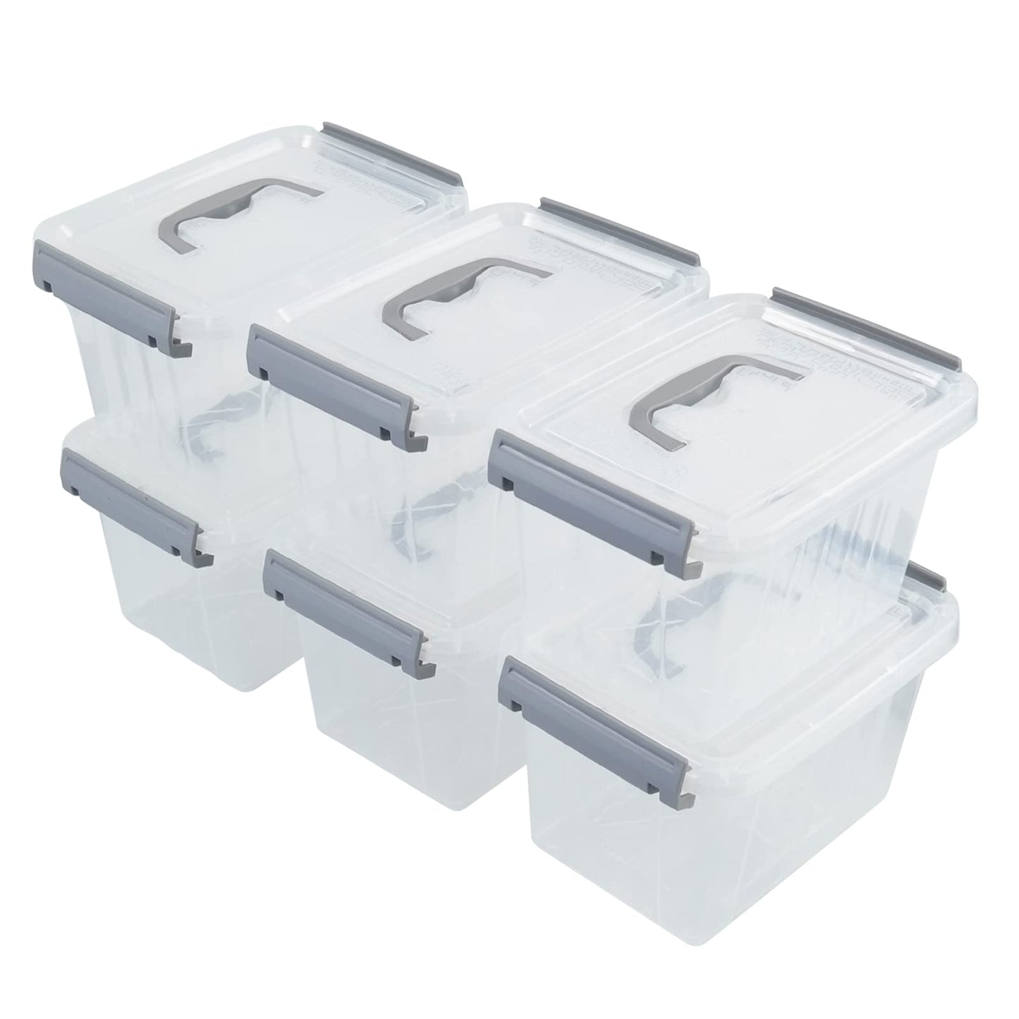 Saedy 6 Pack 3 L Small Lidded Containers, Latching Storage Box with Handle