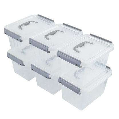 Saedy 6 Pack 3 L Small Lidded Containers, Latching Storage Box with Handle