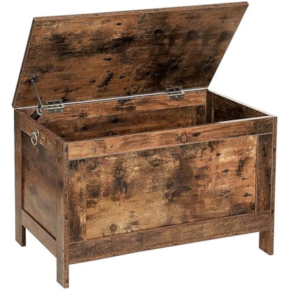 HOOBRO Storage Chest Trunk, Wooden Storage Box, Large Toy Chests with Lid, Toy Box Organizer Unit, Bed End Storage Bench, Shoe Bench, Entryway, Hallway, Bedroom, Rustic Brown EBF75CW01G1