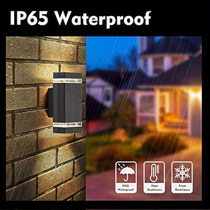 CELAVY Outdoor Wall Lights Mains Powered, Up Down Outside Wall Lights IP65 Waterproof, Porch Light Front Door Lamp Modern Aluminium GU10, External LED Lighting Sconce Wall Mounted for House, Grey
