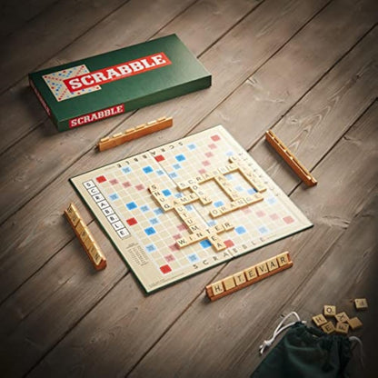 Ideal Scrabble Classic: a Reproduction Of The Original 1950'S Design with Wooden Tiles, Classic Games, for 2-4 Players, Ages 10+