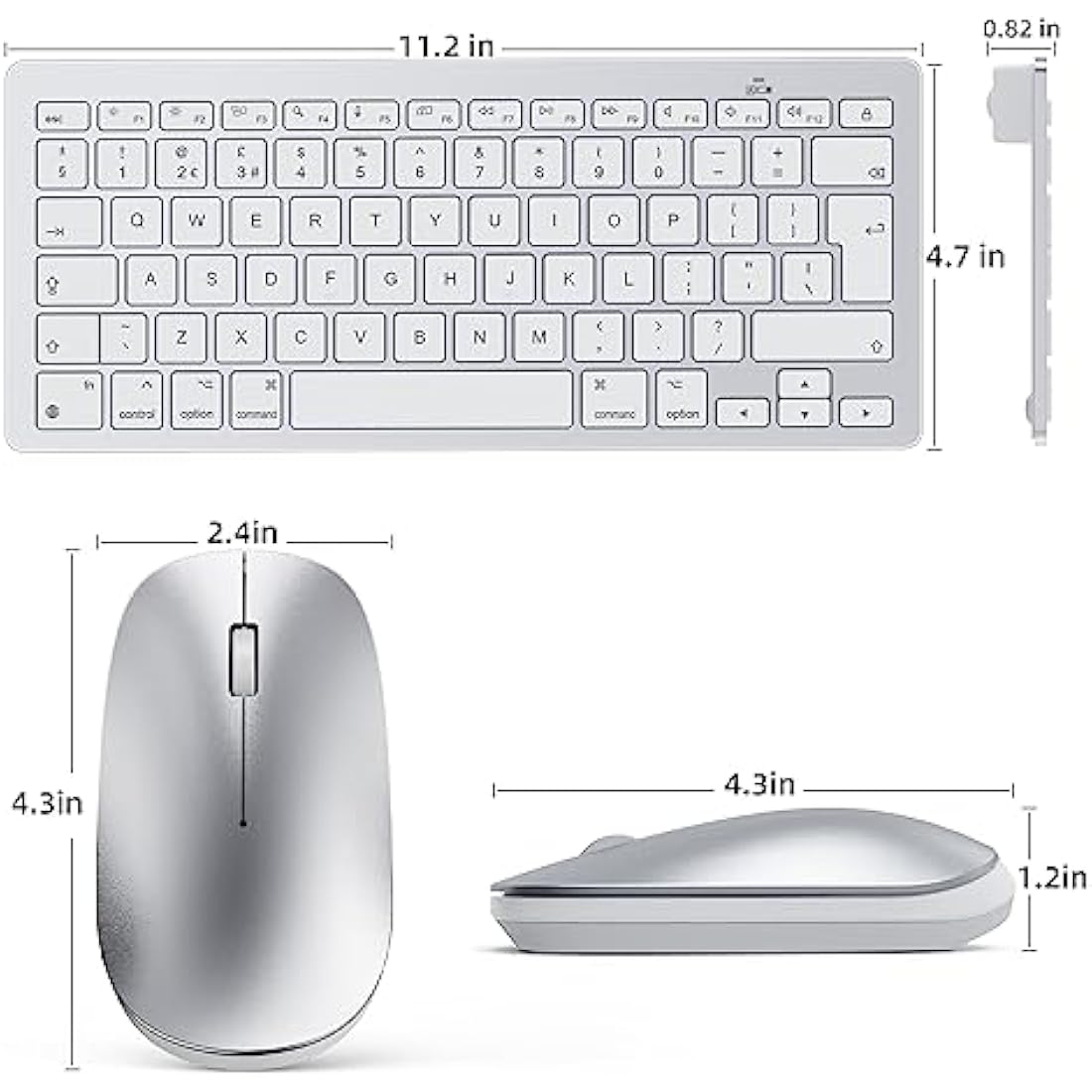 Bluetooth Keyboard and Mouse Set for Mac, OMOTON Ultra-Slim Wireless Keyboard and Mouse Combo for Apple Mac, MacBook Pro/Air, iMac, Mac Mini,Battery-powered, QWERTY UK Layout, Silver