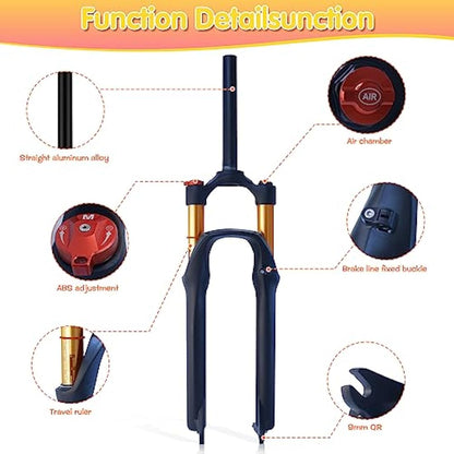 ZTZ Kashima Mountain Bike Front Fork Gas Fork Bicycle Shock Absorber Shoulder Control 26/27.5 32mm Tube Gas Fork