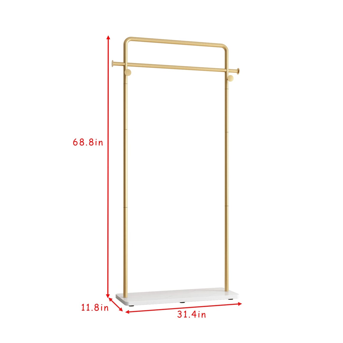 TIEOU Gold Clothes Rack With Shelf, Clothing Racks for Boutiques, Free-Standing Garment Rack for Hanging Clothes, Small Metal Coat Rack Heavy Duty