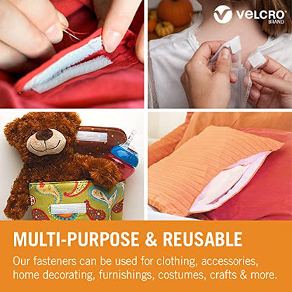 VELCRO Brand | Sew on Fabric Tape | Cut-to-Length Strong Hook & Loop Self Adhesive Tape Perfect for Crafting, Clothing Repairs & Hemming | White |