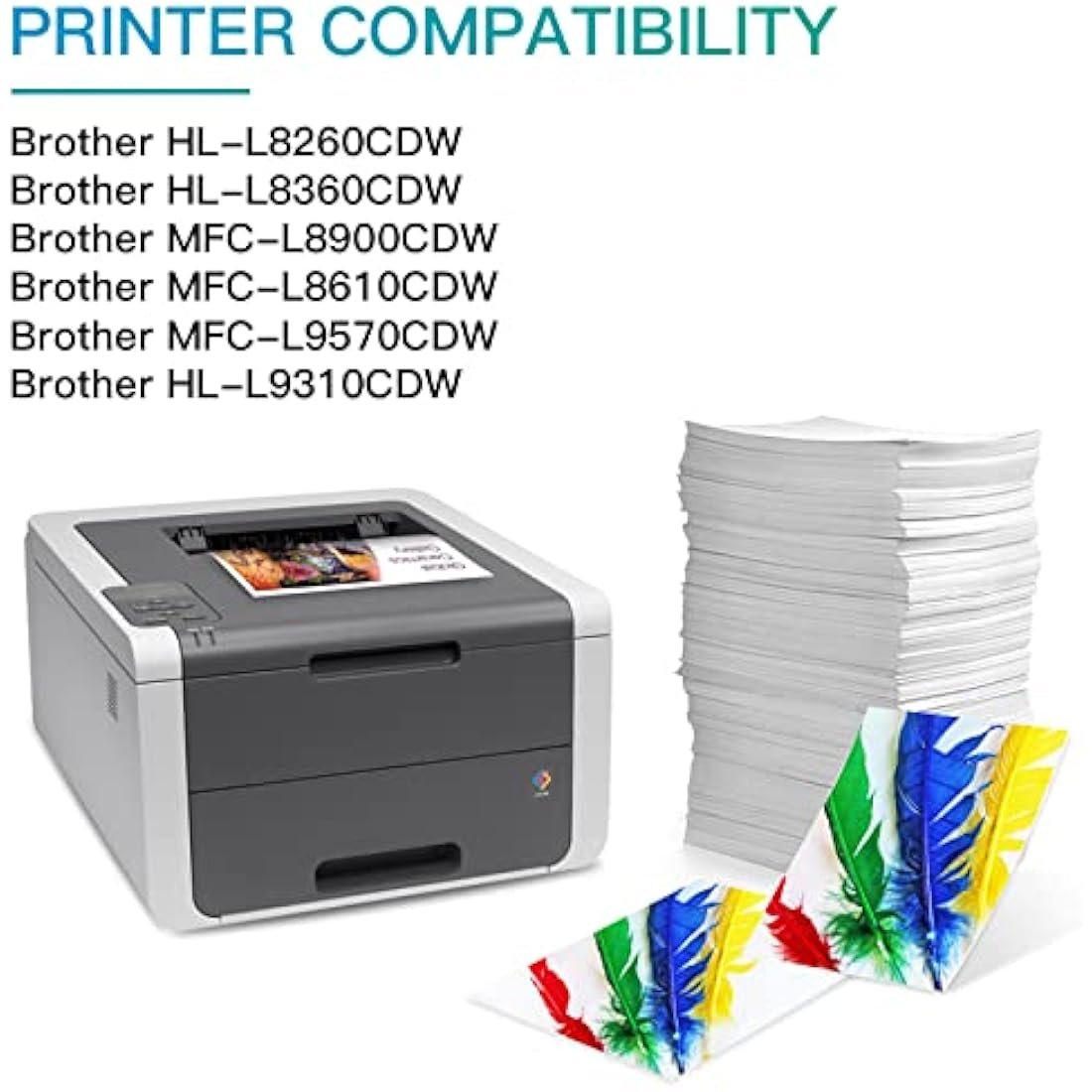 BeOne 4X TN423 TN421 TN-423 TN-421 Toner Cartridges Compatible for Brother HL-L8260CDW HL-L8360CDW MFC-L8690CDW MFC-L8900CDW DCP-L8410CDW Printers (BK/C/M/Y)