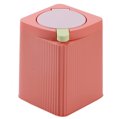 Zhongren Small Waste Paper Bin with Push Lid Kitchen Bathroom Living Bins Recycling Square Office Wastebasket Dustbin Home Bedroom Trash Can Garbage