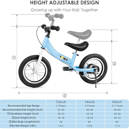 YBIKE Balance Bike 2 in 1,The Dual Use of a kids' Balance Bikes and Kids Bike, for 2 3 4 5 6 7 Years Old -12 14 16 Inches with Training Theory, Brake, Pedal