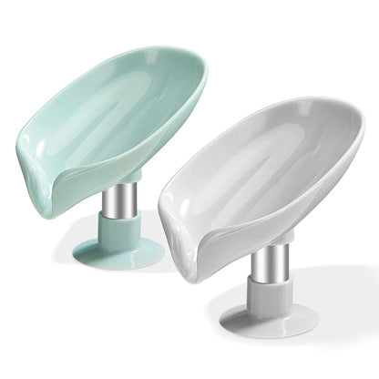 Soap Dishes 2 Pcs,Soap Holder with Drainage,Soap Dish for Shower,Easy Cleaning Soap Box Container,Leaf Shape Soap Tray,Used in the Kitchen Bathroom
