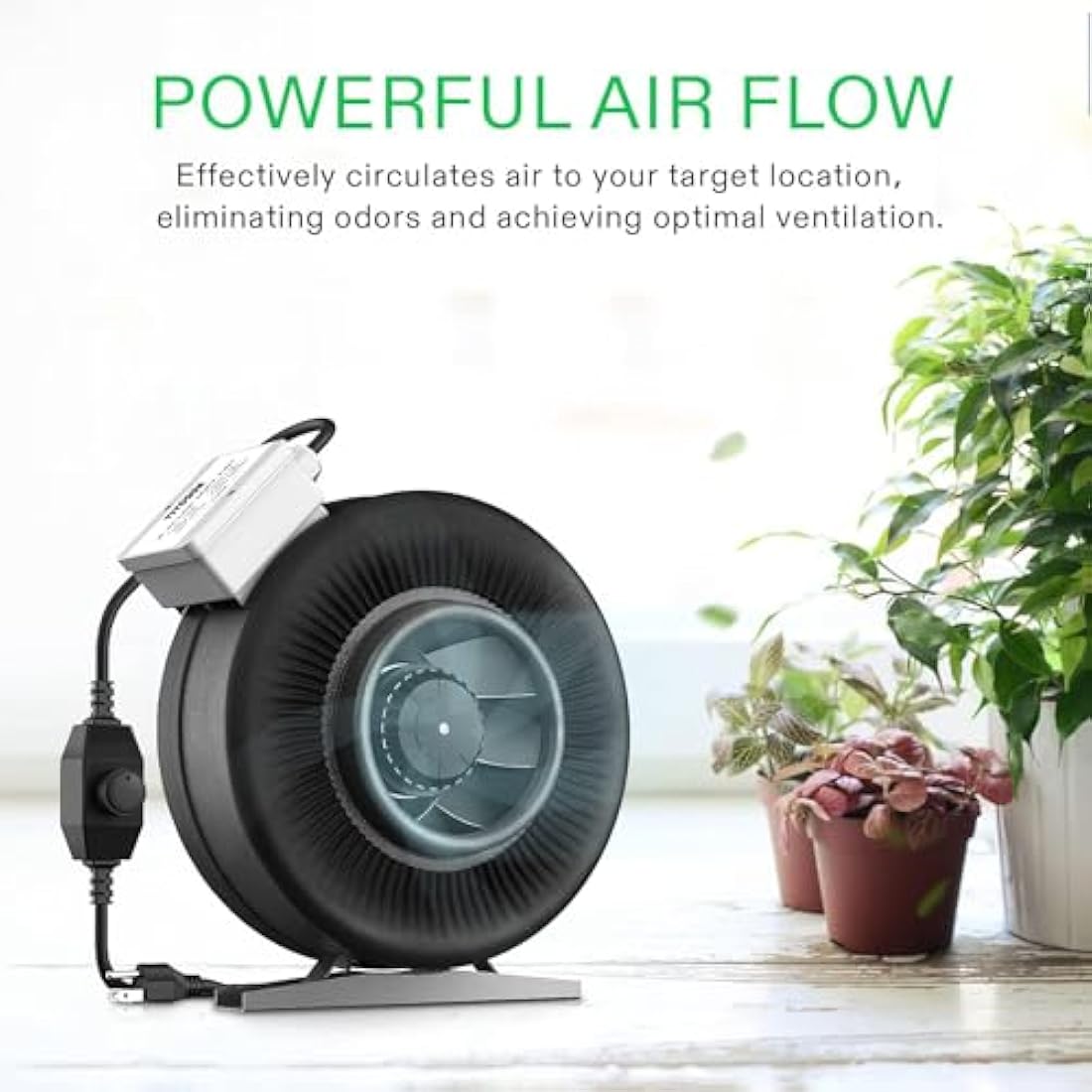 VIVOSUN Inline Duct Fan, 100 mm, 345 m³h with Variable Speed Control for Grow Tent, Ventilation, Plant Tent, Indoor, Garden, Ventilation Fan, Z4 Pipe Fan, Black