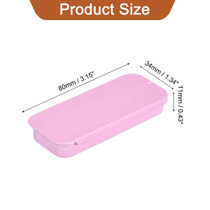 sourcing map 4 Pcs Metal Tin Box Container, 3.1x1.3x0.4 Inch Slide Top Tin Containers Empty Rectangular Storage Box Portable Mini Tin Case for Candy