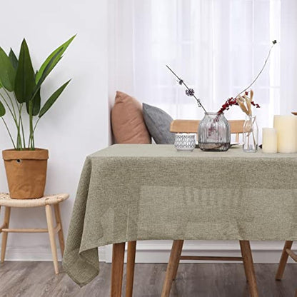 Deconovo Faux Linen Rectangle Tablecloth Fabric Water Resistant Table Cloth for Outside 52x90in(132x229cm) Linen