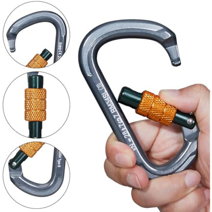 Climbing Carabiners, Auto Locking Carabiner Clips Heavy Duty for Rock Climbing, Camping, Dog Leash, Hammock, Swing, Water Bottle