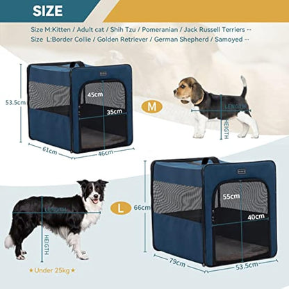 Petsfit Dog Travel Crate,Collapsible Dog Crate, Upgrade Zipper and Strengthen The Seam, to Prevent from Escaping,Soft Dog Crate with Fleece Mat