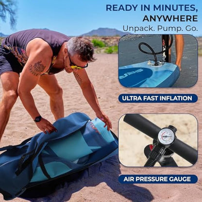 SereneLife Inflatable Stand Up Paddle Board, SUP Board- Paddleboards for Adults & Youth, Surfing Board Kit, 0.63cm Thick Standup Paddleboarding, Non-Slip Deck, Wide Stance, Surf Control w/Backpack