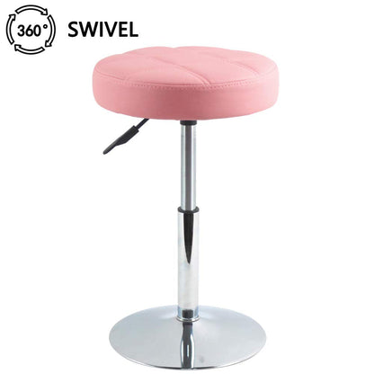 FURWOO Round Cushion Salon Stool Massage Chair Adjustable Swivel Spa Stool for Beauty Nail Home Bar Work Low Bar Chair for Barber Shop Small(Pink)