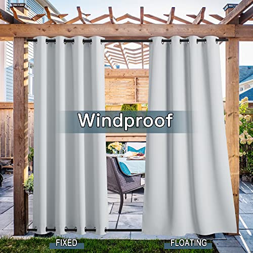 PONY DANCE Outdoor Curtain Balcony & Patio Pack of 2 Outdoor Curtains, Wind Protection & Sun Protection, Outdoor Curtains with Eyelets (Top & Bottom),