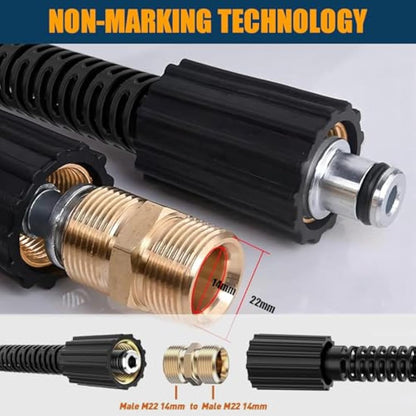 OHAYORI High Pressure Washer Hose 15M/50FT, M22 Replacement Power Washer Hose, Flexible Jet Wash Extension H ose with M22 Male Thread Connector for Pressure W asher with M 22 14mm Thread,18Mpa/2610PSI