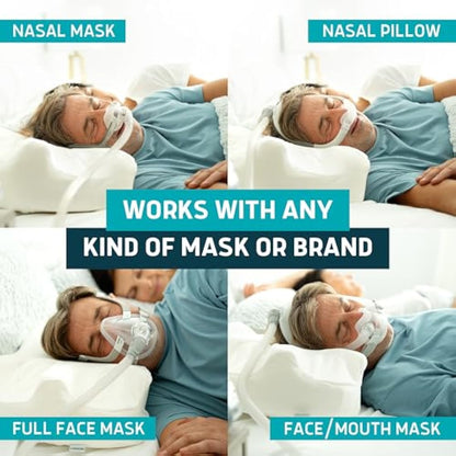Lunderg CPAP Pillow for Side & Back Sleepers - Medium-Firm Memory Foam with Adjustable Height - 2 Pillowcases Included - Reduce Air Leaks & Mask Pressure for Better Sleep - Compatible with ALL Masks