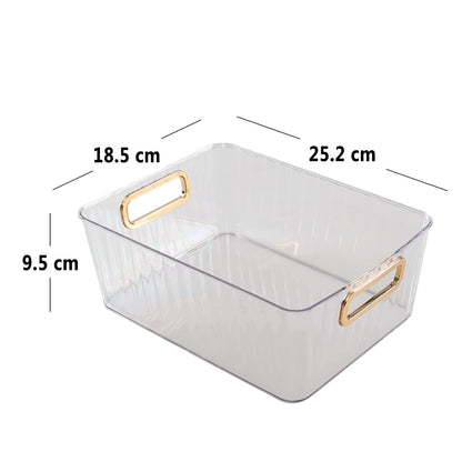 Ortodayes Clear Pantry Organiser Basket Bin, Fridge Organiser with Handles Set of 4