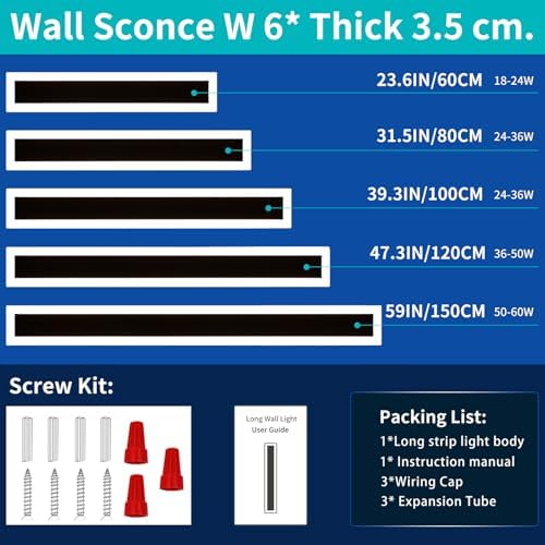 Mikeru 100cm LED Outdoor Wall Light, 2 Pack with Remote Control Dimmable, 3 Colour Temperature 3000K/4500K/6500K Exterior Wall Sconce, IP65 Waterproof Outdoor Porch Wall Light for Balcony, Patio