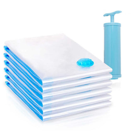Easylife Vacuum Storage Bags (Set of 6) 5x Large Storage Bags (80x60cm), 1x Jumbo Bag (80x100cm) and 1x Hand Pump, Airtight Duvet