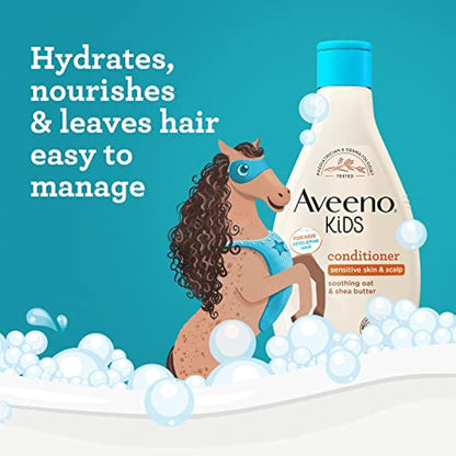 Aveeno Baby Kids Conditioner 250ml | Enriched with Soothing Oat & Shea Butter | Hair Conditioner for Children Developed for Your Little Superhero | Childrens Toiletries Sets