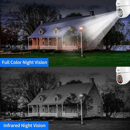 【2K+Auto Tracking】Security Camera Outdoor with Color Night Vision,Hiseeu 3MP PTZ Digital Zoom Wifi Security Camera 360° View CCTV Camera with 2-Way Audio,Auto Cruise,Remote Access,IP66 Waterproof