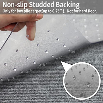 SHAREWIN Office Chair Mat for Carpeted Floors, 120x90 cm with Lip Heavy Duty Anti-Slip for Low/Medium Pile Carpet Protector Rug, Easy Clean