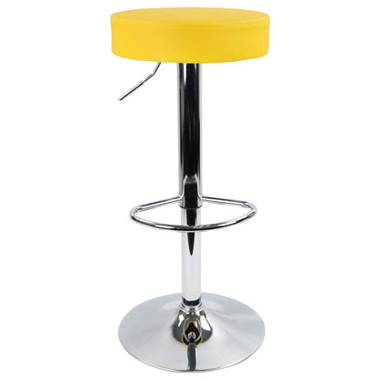 KKTONER Round Bar Stool PU Leather with Footrest Height Adjustable Swivel Pub Chair Home Kitchen Bar stools Backless Stool (Yellow)