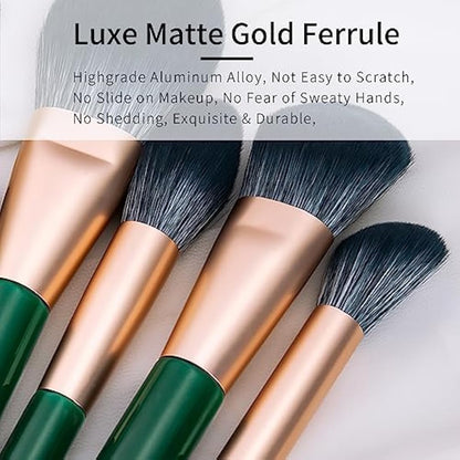 ENZO KEN Natural Fiber & Goat Hair Makeup Brush Set Professional, Combined Hair Makeup Brush Set with Case, Green Cosmetic Brushes Makeup Set, Natural Bristle Makeup Brushes.