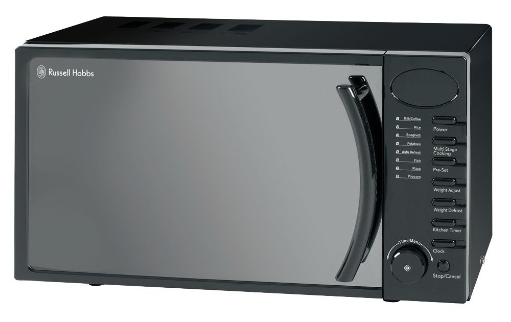 Russell Hobbs RHM1714B 17 Litre 700 W Black Digital Solo Microwave with 5 Power Levels, Digital Clock and Timer, 8 Auto Cook Menus, Automatic Defrost,