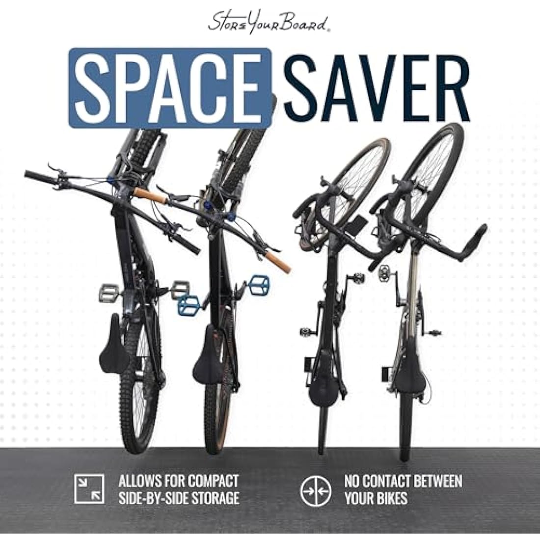 StoreYourBoard SwivelStow Road & Gravel Bike Storage 2 Pack – Heavy Duty Bike Hanger, No-Lift Bike Wall Mount for Garage Bike Storage, Holds 70 lbs, Patent-Pending