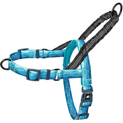 Leashboss Pattern Reflective No Pull Dog Harness with Bungee Handle, Rear and Front Clip Attachment, Pattern Collection (Wave Pattern, Large)