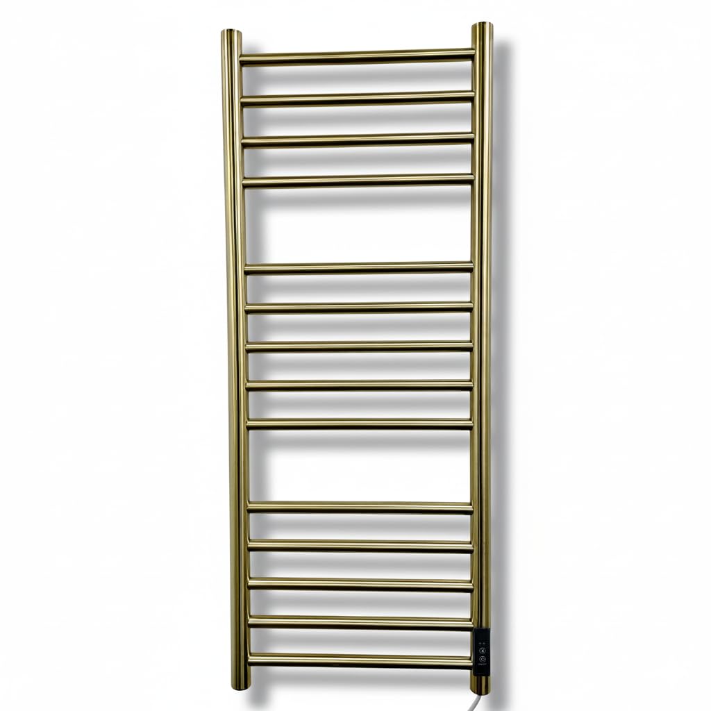 Manissa Siena Brushed Brass Electric Heated Towel Rail 400mm W x 1000mm H