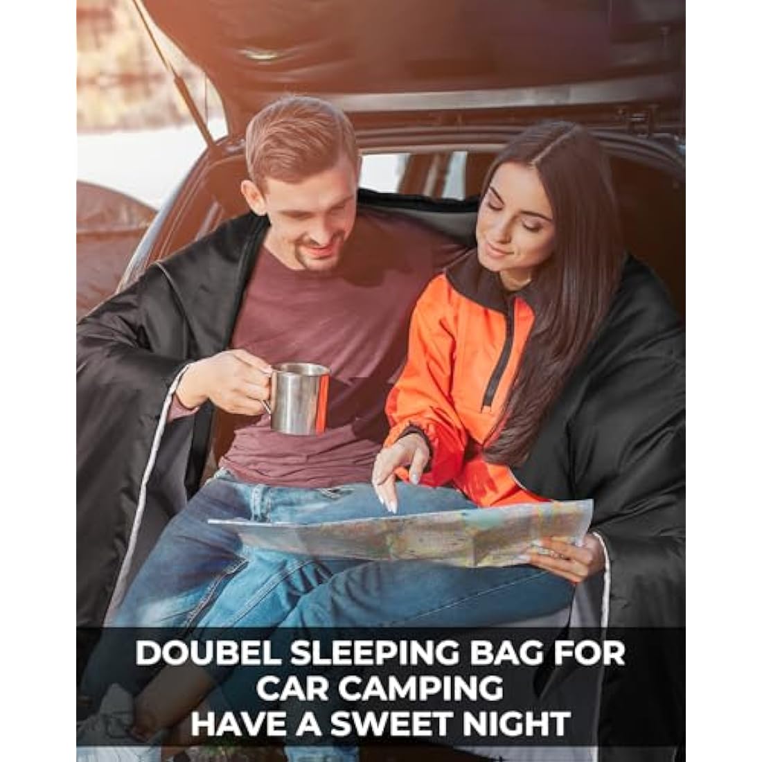 Ohuhu Double Sleeping Bag with 2 Pillows, Waterproof Lightweight 2 Person Adults Sleeping Bag for Camping, Backpacking, Hiking, Bonus Carrying Bag