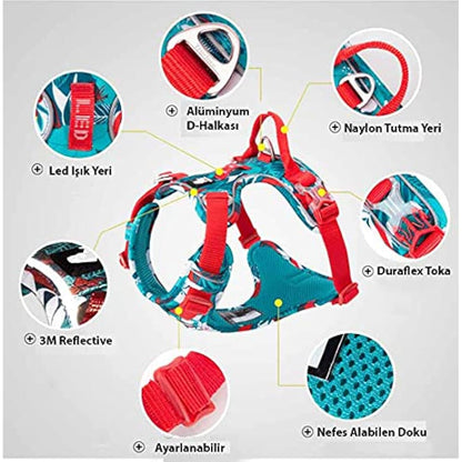 Dog Harness No Pull Adjustable Reflective Step-in Soft Nylon For Small Large Pet TLH5653(XL, Camouflage Blue)