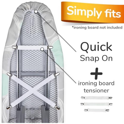 Super Soft 5 Layer Turbo Ironing Board Covers 125 x 45 cm - 50% faster with High Speed Steam Reflection, Made in EU, 100% Cotton Top, 122 x 38, 5 sizes, XL for Dimensions 120-125 x 40-45 cm