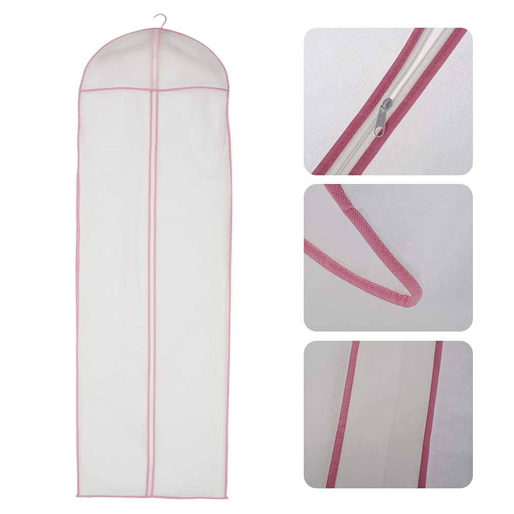 180cm Wedding Dress Bag with Zipper Breathable Clear Garment Bags Dustproof Long Dress Bags Covers Non-woven Bridal Dress Cover Storage Bag Full