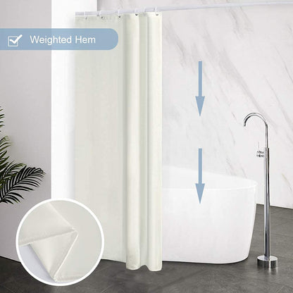 Furlinic Waterproof Shower Curtain Mould Proof Weighted Hem Beige 100×200cm