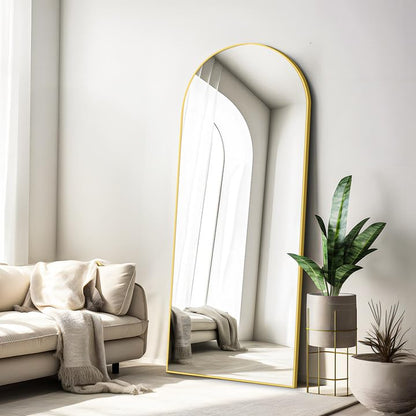 COFENY Arch Full Length Mirror, 165 x 60 cm Gold Full Mirror with Aluminum Frame Standing Leaning or Hanging for Bedroom Living Room Entryway