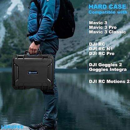 LEKUFEE Waterproof Carrying Case for DJI Mavic 3 Pro/Classic/Combo/RC Pro/RC/N1/Goggles 2/Integra/Motion/RC Motion 2 & Accessories (Case Only)