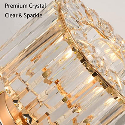 ZYDTRIP Crystal Ceiling Light Fixture Semi Flush Mount Ceiling Lamp Modern Gold Crystal Chandelier for Living Room Hallway Dining Room Kitchen